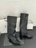 Botas largas de punta fina con tacón de aguja alto hasta la rodilla, nuevas botas altas ajustadas 2026