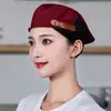 Gorro de chef de hotel, gorra de trabajo para camarero, sombrero unisex para tiendas de pasteles y té de leche, boina para cocina y catering con logotipo impreso