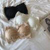 Encaje borde palabra única pecho envuelto para mujer tres botones anti-exposición bottoming top de tubo sujetador ropa interior con almohadilla para el pecho interior push up