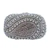 Bolsa de Noite Transfronteiriça Folhas Vazadas Cravejada com Diamantes Bolsa de Mão Feminina para Banquete Pérola Strass Bolsa de Mão de Cristal