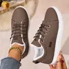 Nuevos Zapatos Casuales Planos de Algodón Cálido para Mujer Otoño/Invierno 2026 Cruzados de Gran Tamaño con Cordones Zapatos de Estudiante