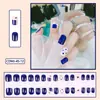 Uñas Almendradas Portátiles, Uñas Largas Estilo Europeo y Americano, Estilo Dulce y Fresco, Arte de Uñas con Pedrería Estrella Cruzada Blanco y Negro, Puntas de Uñas Postizas, Pegatinas para Uñas