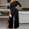 2026 Nueva Ropa de Verano para Mujer Estilo Europeo y Americano Transfronterizo Mono de Cintura Alta de Color Sólido de Pierna Ancha para el Trabajo