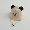 Gorro de panda para niña, súper lindo, bordado, transpirable, con cuerda resistente al viento, para primavera de 2025