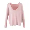 Camiseta casual de manga longa de um ombro, regata com gola halter e calça casual fluida para mulheres no início do outono, conjunto de três peças da moda