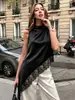 2026 Europeo y Americano Amazon Transfronterizo Nuevo Estilo Verano Elegante Ajustado Versátil Sexy Sin Mangas Encaje Top