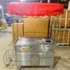 Carro de Comida con Plancha de Gas Comercial, Puesto Móvil Multifuncional para Panqueques Fritos, Barbacoa y Teppanyaki a Gas