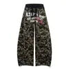 Pantalones con Estampado de Estrellas Camufladas Invierno Nuevo Pantalones de Pierna Ancha con Estampado de Letras para Mujer Estilo Casual Pantalones Forrados de Polar para Hombre
