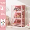 Vitrina de Cristal Rosa para Guardar y Exhibir Artículos, Vitrina a Prueba de Polvo, Armario de Almacenamiento, Vitrina para Figuras