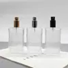 Botellas de Perfume de Alta Gama al por Mayor, Botellas Reutilizables con Tapa de Rosca, Botellas de Vidrio Cuadradas con Atomizador de 50ml 80ml, Botellas Vacías para Muestras Cosméticas
