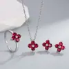 Colar Transfronteiriço, Anel, Brincos, Série de Pedras de Nascimento de Luxo Leve de Nicho Feminino, Pingente de Flor Colorida, Corrente Fina Fresca para Clavícula
