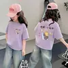 Camiseta de manga corta de algodón puro para niñas, nueva de verano 2026 estilo coreano para niños, top elegante y versátil para bebés