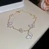Asas de Borboleta Névoa de Pêssego~Pulseira Borboleta de Zircônia Estilo Coreano Pulseira Doce Estilo Design de Nicho Joia de Luxo Leve Sensação de Alto Padrão