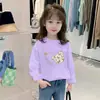 H2279# camiseta interior para niños otoño niñas camiseta de manga larga algodón top niñas camiseta estampada primavera y otoño para niños moda