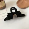 Pinza para el Pelo de Terciopelo Negro de Alta Gama con Pedrería Coreana para Otoño e Invierno, Accesorio Versátil Exquisito para el Pelo de Mujer
