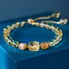 Água Marinha, Cristal de Morango, Cristal Amarelo, Luz da Lua Cinza, Ametista, Pixiu, Pulseira de Cristal Elegante e Simples, Entrega Rápida