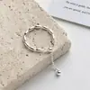 Anel Puxador de Prata Esterlina S925 com Design de Nariz de Porco, Grão de Arroz e Peça Redonda para Mulheres, Design de Nicho de Luxo Leve, Anel de Dedo Indicador Ajustável da Moda