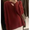 Outono e inverno novo estilo coreano Design Sense Hollow-out V-neck Pullover Sweater Camisa de base de malha interna preguiçosa das mulheres
