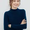 Suéter de Lã Slim com Gola Alta Meia-Boca, Sem Costura, Linha Única, Pronto para Vestir, para Mulheres, Outono e Inverno, Suéter Interno Justo para Mulheres, Camisa de Base de Lã