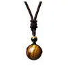 Collar con Colgante de Piedra Ojo de Tigre de 16 mm Transfronterizo Europeo y Americano de Amazon Colgante de Obsidiana Natural Collar de Amatista para Hombres