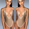 Biquíni Europeu e Americano para Comércio Exterior Sete Cores Maiô Peça Única Feminino Sexy Cor Sólida Multicolorido Nylon Maiô Fornecimento Direto da Fábrica