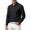 Camisa polo casual simple de lino para hombre, europea y americana, para primavera/otoño, transpirable, versátil, cuello camisero, corte holgado, manga larga, personalizable