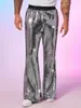 Transfronterizo 2025 Comercio Exterior Verano Nuevo Estilo Europeo y Americano Pantalones de Lentejuelas Plateados Acampanados Performance de Escenario Pantalones Casuales