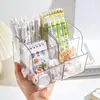 Porta-Canetas Transparente de Acrílico com Múltiplos Compartimentos, Aparência Sofisticada, Simples, Rack de Armazenamento de Grande Capacidade, Caixa Organizadora Multifuncional para Mesa de Escritório