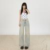 Jeans Vintage de Pierna Ancha y Caída para Mujer 2025 Nuevo Verano Rectos Sueltos Adelgazantes High Street Lavados Pantalones Largos hasta el Piso