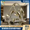 Exhibidor de arte de gota de agua de fibra de vidrio metálica abstracta, escultura decorativa de fuente de agua de acero inoxidable para museo de arte, personalización