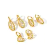 Brincos de Aço Inoxidável com Pedras de Diamante para Mulheres, Elegantes Ear Cuffs de Aço Titânio Dourado 18K com Zircônia, Resistentes à Cor