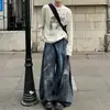 Jeans de Trabajo Oversize Estilo Americano con Diseño de Nicho, Cintura Invertida, Lavado Vintage y Corte de Pierna Ancha para Hombre
