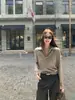 Suéter de malha feminino com gola polo meio aberto, novo estilo outono e inverno, design casual, nicho, top afunilado com ombros retos