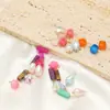 Pingente de Contas Cilíndricas de Pedra de Cristal em Aço Inoxidável Galvanizado para Colar Pulseira DIY Moda Acessórios de Roupa Joias