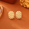 Diseño Creativo Pendientes de Botón Pequeños con Perlas y Patrón de Rombo, Gama Alta, Modernos, Exquisitos, Pendientes Versátiles, Tendencia de Joyería Retro Francesa