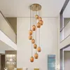 Estilo Zen Chino Bambú Creativo Lámpara Colgante de Línea Larga Doble Edificio Loft Casa de Huéspedes Apartamento Sala de Té Escalera Lámpara Colgante Hueca