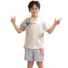 Pijamas de verano para niños, estilo nacional, marea nacional, seda de hielo, ropa de verano fina con aire acondicionado, ropa de hogar para niños de talla pequeña y mediana