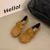 Sapatos femininos slip-on estilo retrô francês para outono e inverno com forro de pelúcia, estilo versátil, fivela de cinto, novo design 2026 Sapatos Birkenstock