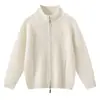 Nueva colección de otoño e invierno: Cárdigan de punto de cachemira para niños, unisex, engrosado, color liso, prenda exterior de cachemira de cuello alto con cremallera