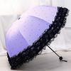 Sombrilla de Encaje Protección UV Sombrilla para Mujer Doble Uso Soleado y Lluvioso Sombrilla Plegable Linda Pegamento Negro para Estudiantes