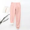 Pantalones Casuales para Mujer Otoño e Invierno 2019 Nuevos Pantalones para Mujer Estilo Deportivo Coreano Pantalones Cálidos de Lana de Cordero Algodón Sueltos Talla Grande