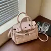 Bolsa de mão com textura de luxo leve, simples, moda de comércio exterior, padrão lichia, bolsa platina, versátil para o dia a dia, ombro único, transversal, bolsa feminina