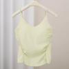 Chaleco Nuevo Llegada Sling Combinable Ropa Exterior con Almohadilla de Pecho Simple de Alta Gama Plisado Moda Chica Picante Fondo Espalda Hermosa Sin Tirantes Mujer