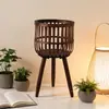 Jarrón alto de mimbre para flores, maceta tejida creativa, soporte para flores estilo ins, soporte decorativo para macetas de interior, soporte de madera para flores para balcón