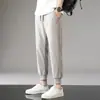 Calça Masculina de Seda Gelo Comprimento no Tornozelo Verão Elástica Secagem Rápida Esportiva Casual Calça para Dedo do Pé Chegada Nova de Verão Calça Elástica em Quatro Lados de Nylon