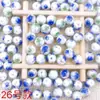 Cuentas de cerámica de porcelana azul y blanca pintadas a mano cuerda roja collar tejido a mano pulsera accesorios DIY cuentas sueltas accesorios de joyería