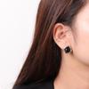 Brincos Simples e Estilosos com Cravação em Prata S925 e Ágata Negra Lapidada, Brincos Femininos Elegantes e Versáteis