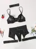 Nuevo Conjunto de Lencería Sexy Transfronterizo Europeo y Americano Sexy AliExpress Malla Patchwork Lencería para Mujer En Stock