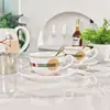 Juego de Té de Porcelana Ósea Exquisita para Banquetes en Casa y Té de la Tarde, Tetera, Taza de Café y Platillo, Pista de Obstáculos Ecuestres Simple Nórdica Transfronteriza