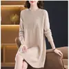 2026 Ropa Interior de Punto de Cuello Redondo para Mujer Otoño Invierno de Longitud Media Holgada Adelgazante Vestido de Lana Talla Grande Mamá Suéter de Lana Mujer